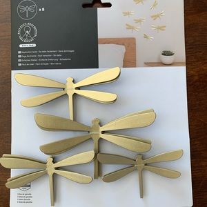Dragonfly Wall Art Set of 8 Wall Flutter Brass NEW